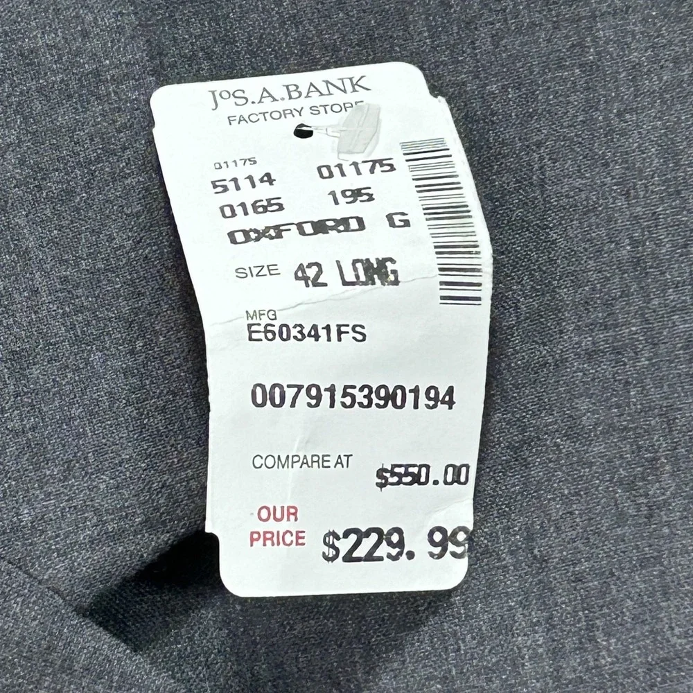 Jos. A. Bank Blazer Mens 42L Gray Classic Collection Wool 2‎ Button Sport Coat